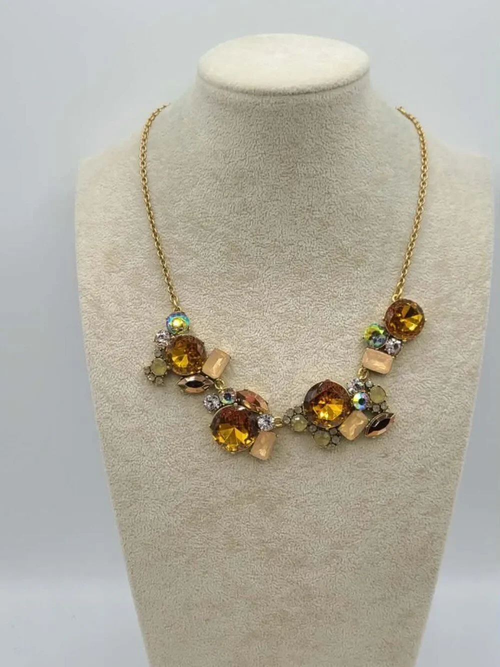 J Crew Gold Crystal Cluster Necklace